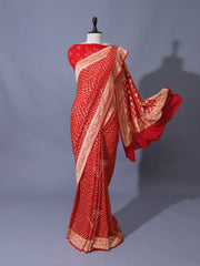 Red Georgette Zari Saree