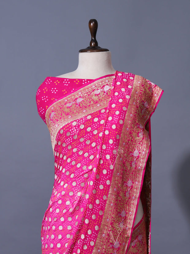 Pink Georgette Zari Saree