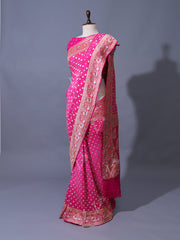 Pink Georgette Zari Saree