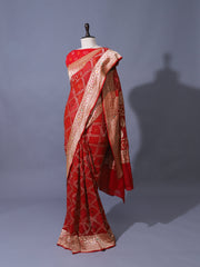 Red Georgette Zari Saree