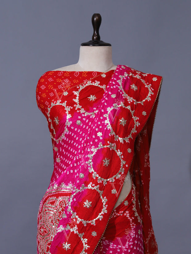 Pink Gajji Silk Zari Saree