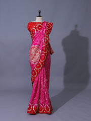 Pink Gajji Silk Zari Saree