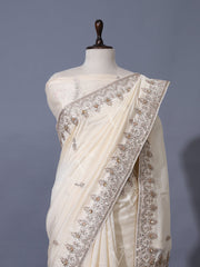 Off-White Vasansi Silk Gota Patti Saree