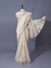 Off-White Vasansi Silk Gota Patti Saree