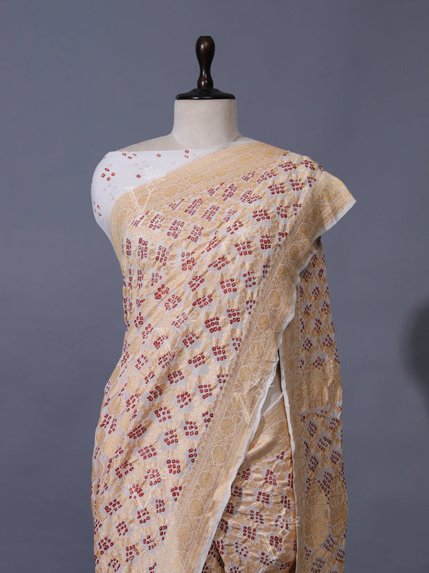 Off-White Georgette Zari Saree