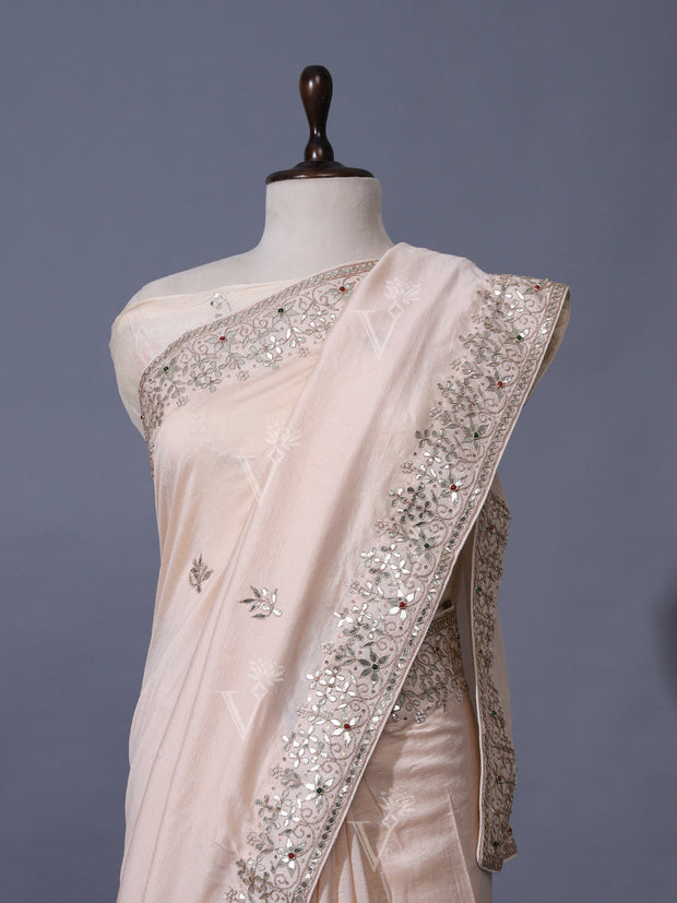 Off-White Vasansi Silk Gota Patti Saree