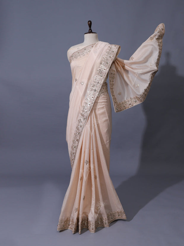 Off-White Vasansi Silk Gota Patti Saree