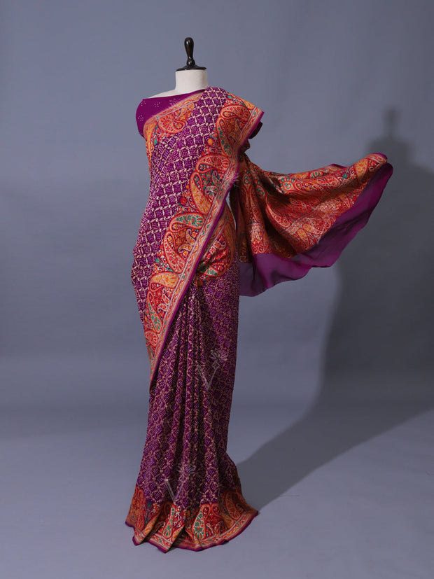 Violet Georgette Zari Saree