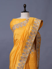 Yellow Vasansi Silk Gota Patti Saree