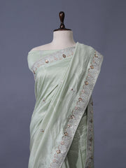 Green Vasansi Silk Gota Patti Saree