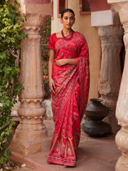 Pink Vasansi Silk Printed Saree