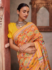 Yellow Vasansi Silk Printed Saree