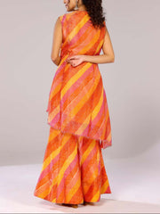 Orange and Pink Striped Kurta Plazzo Set