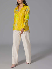 Lime Yellow Vasansi Silk Printed Top