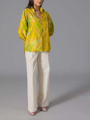 Lime Yellow Vasansi Silk Printed Top