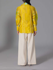 Lime Yellow Vasansi Silk Printed Top