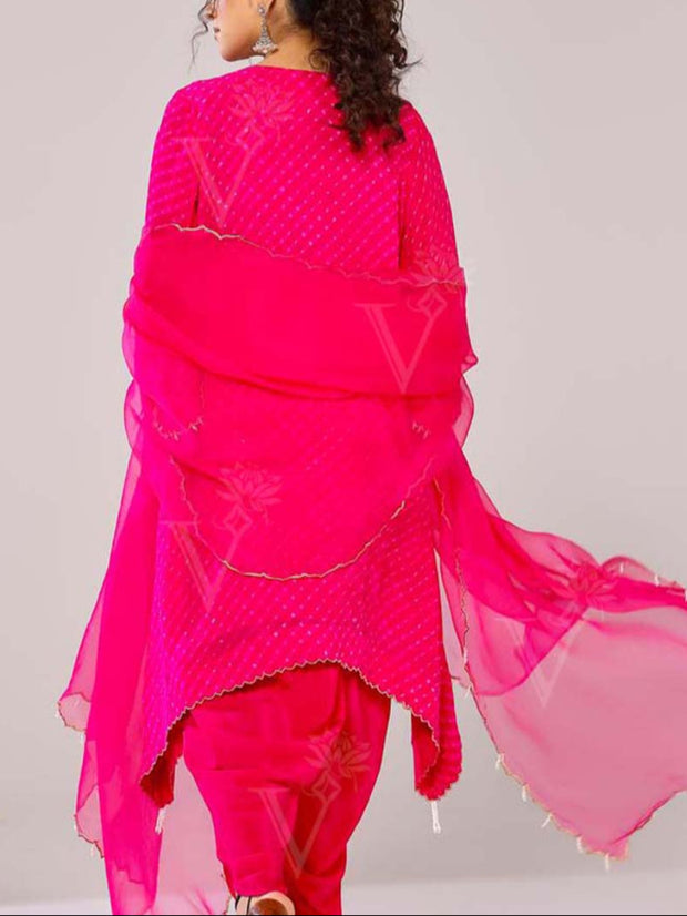 Pink Mothda Embroidered Kurta and Dhoti Set
