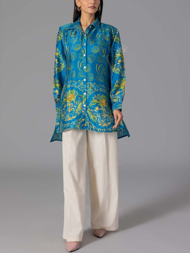 Blue Vasansi Silk Printed Top