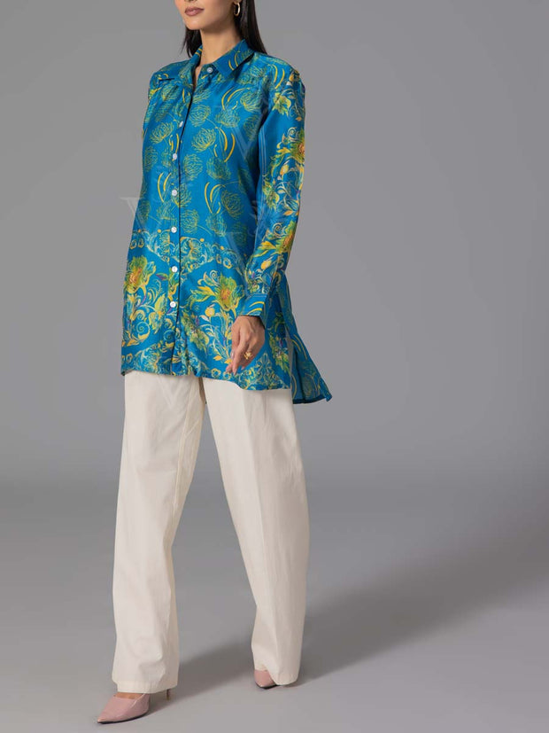 Blue Vasansi Silk Printed Top