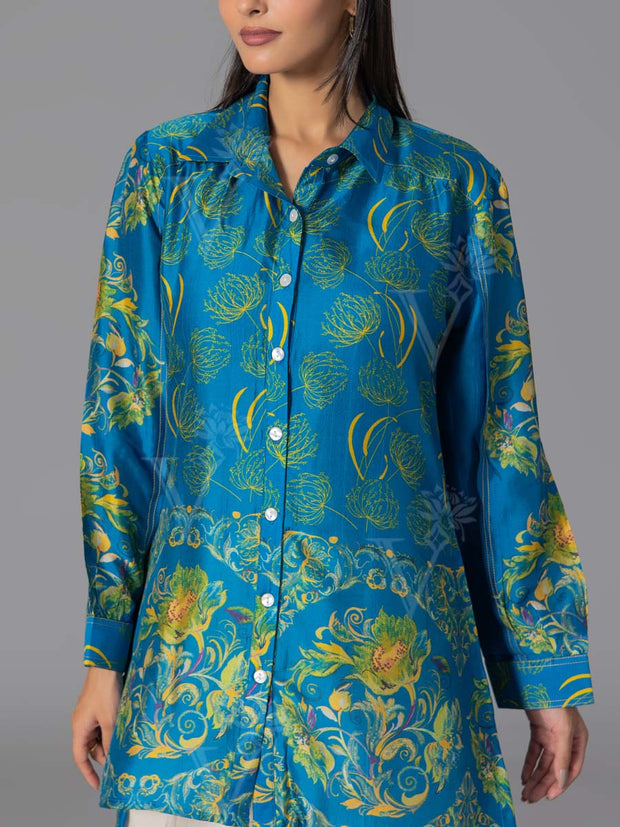 Blue Vasansi Silk Printed Top
