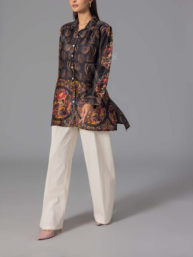 Black Vasansi Silk Printed Top