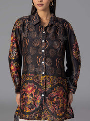 Black Vasansi Silk Printed Top
