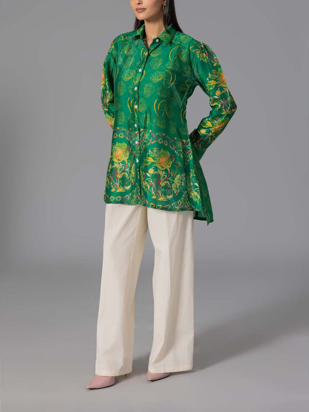 Green Vasansi Silk Printed Top