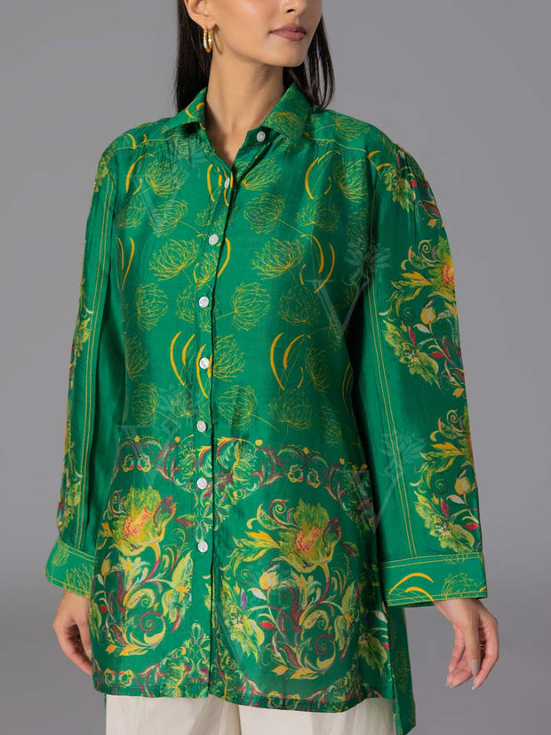 Green Vasansi Silk Printed Top