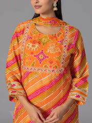 Orange Vasansi Silk Printed Suit Set
