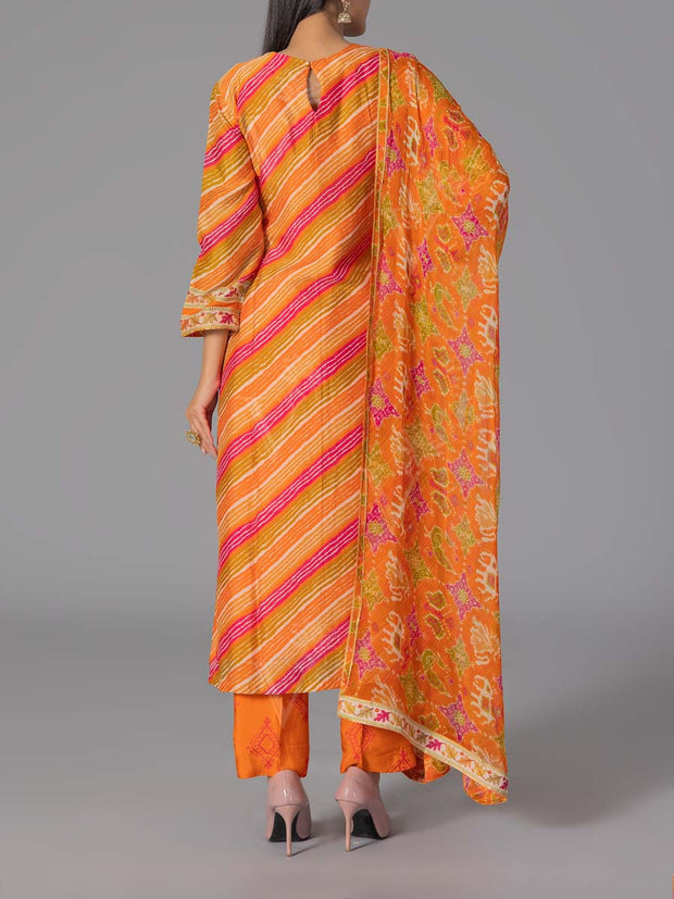 Orange Vasansi Silk Printed Suit Set