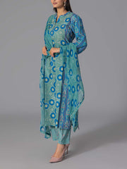 Blue Cotton Printed Suit Set