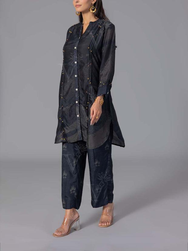 Black Vasansi Silk Co-Ord Set