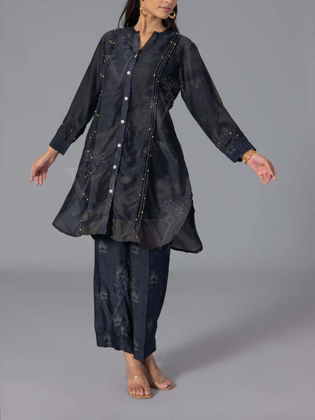 Black Vasansi Silk Co-Ord Set