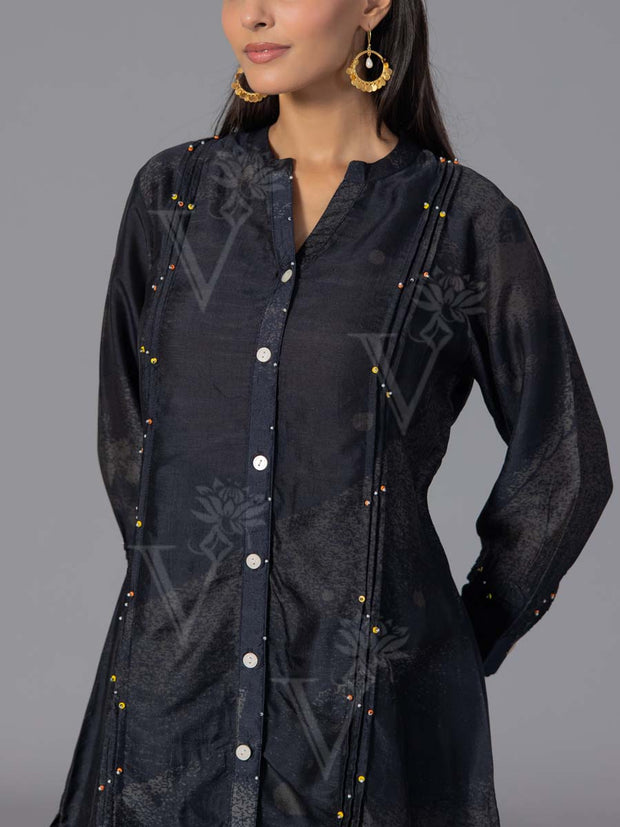 Black Vasansi Silk Co-Ord Set