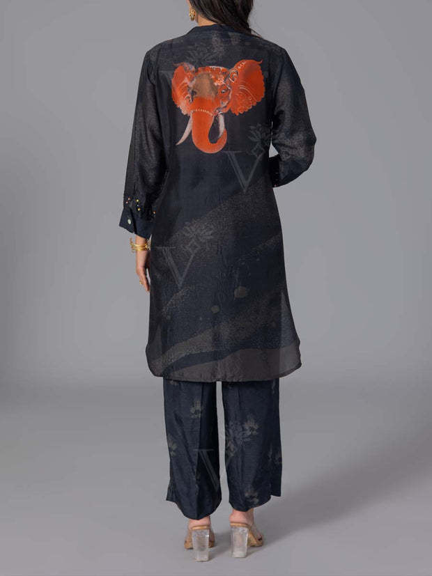 Black Vasansi Silk Co-Ord Set