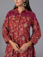 Maroon Cotton Printed Co-Ord Set