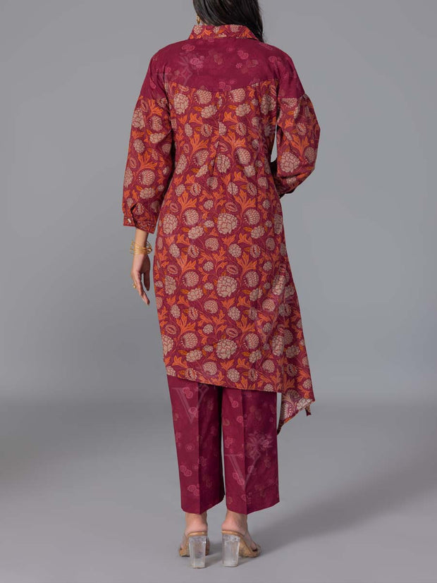Maroon Cotton Printed Co-Ord Set