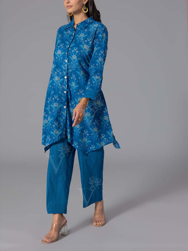 Blue Cotton Printed Co-Ord Set