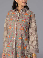 Grey Cotton Printed Co-Ord Set