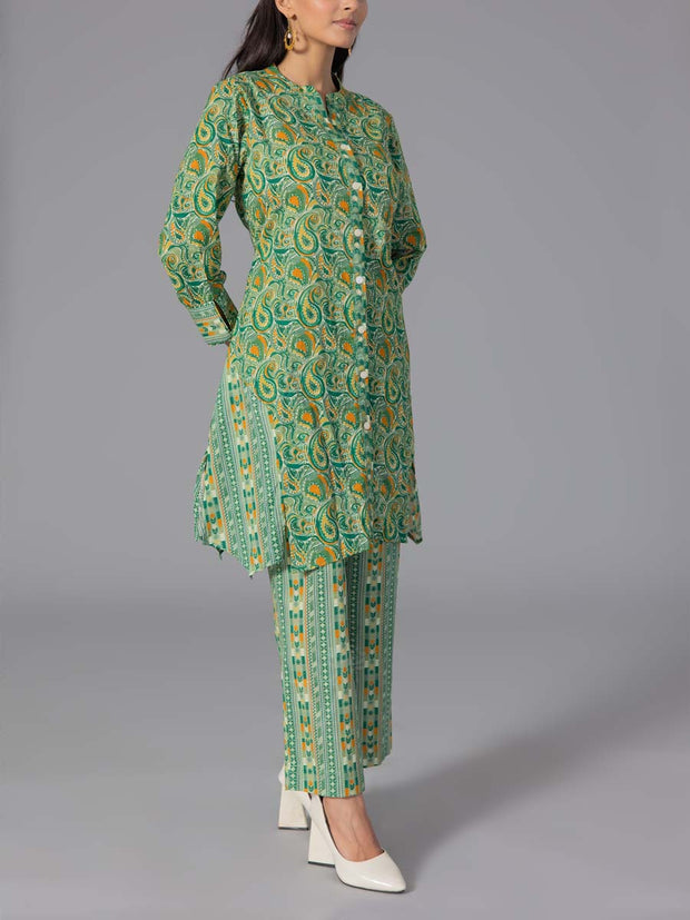 Green Cotton Printed Co-Ord Set