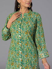Green Cotton Printed Co-Ord Set