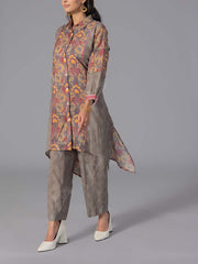 Grey Cotton Printed Co-Ord Set