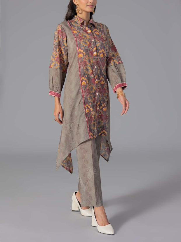Grey Cotton Printed Co-Ord Set