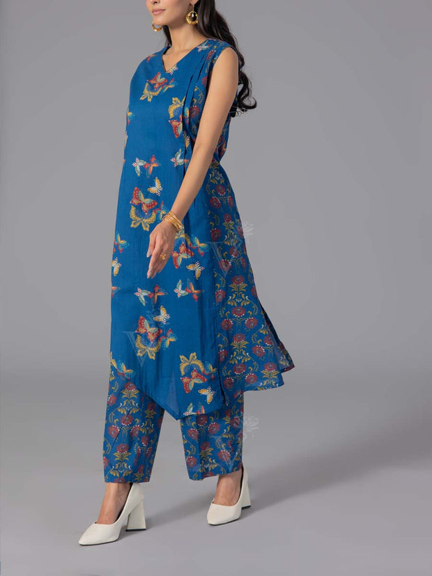 Blue Cotton Printed Co-Ord Set