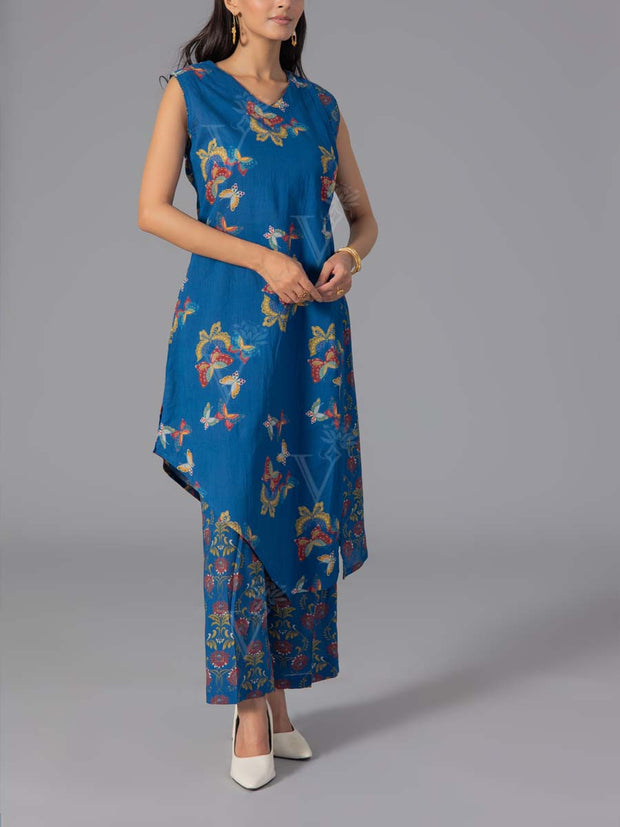 Blue Cotton Printed Co-Ord Set