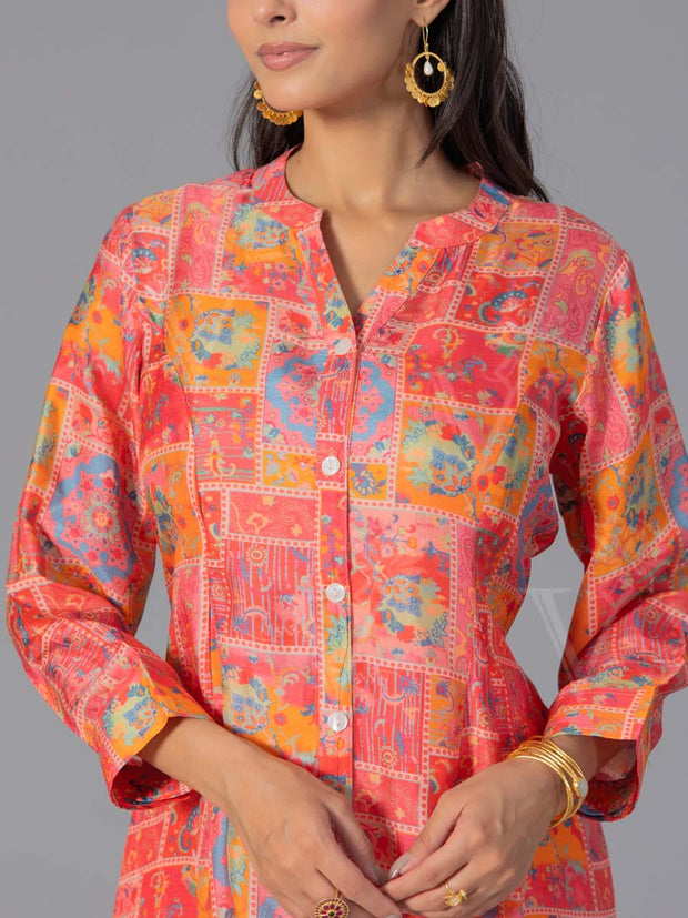 Pink and Orange Vasansi Silk Co-Ord Set