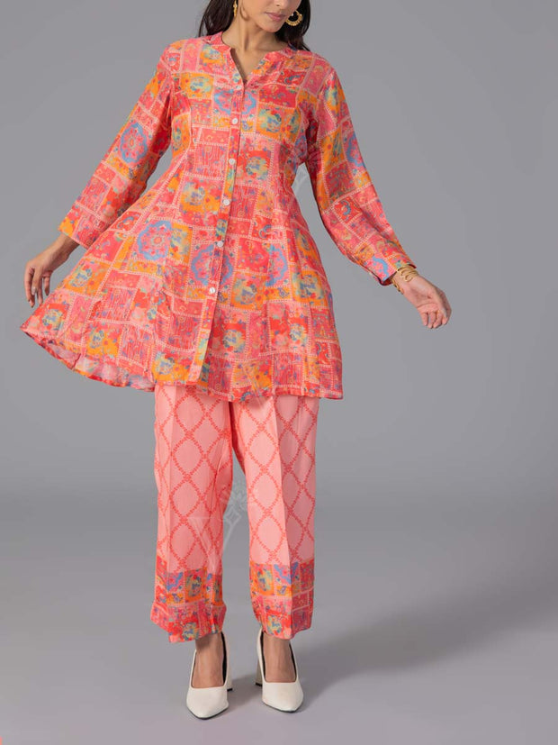 Pink and Orange Vasansi Silk Co-Ord Set
