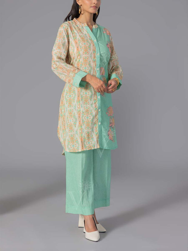 Green Cotton Printed Co-Ord Set