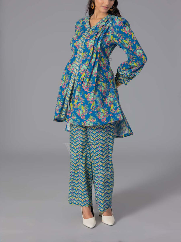 Blue Cotton Printed Co-Ord Set
