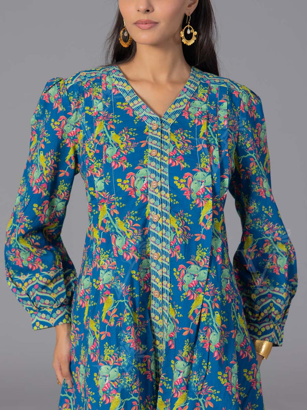 Blue Cotton Printed Co-Ord Set